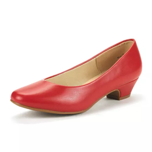 Zapatos de salón clásicos sin cordones de tacón grueso bajo con punta cerrada para mujer - Imagen 9 de 17