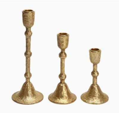 Elegant Gold Taper Candle Holders Set of 3 Centerpiece Resin Candle Holders