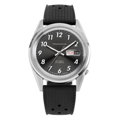Praesidus REC SPEC WHITE SUNRAY Automatik Stahl Schwarz Silikon Datum Herren Uhr