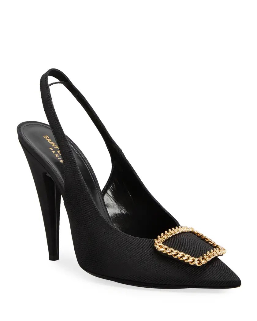 Nuove décolleté Slingback catena Saint Laurent St Sulpice 36 5 EU nere $875