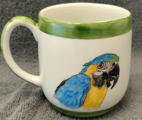Hand Painted Signed Parrot Mug