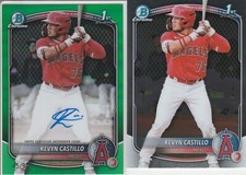 KEVYN CASTILLO 2025 BOWMAN CHROME GREEN AUTO #D 45/99 + BASE LOS ANGELES ANGELS