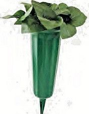 DIY Cemetery Vase Green Perma-Plastic with Spike, Foliage and Foam Stabilizer