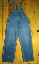 Big Smith Overalls Mens 40x30 Denim Bib Bibbers 100% Cotton Zip Fly Medium Wash
