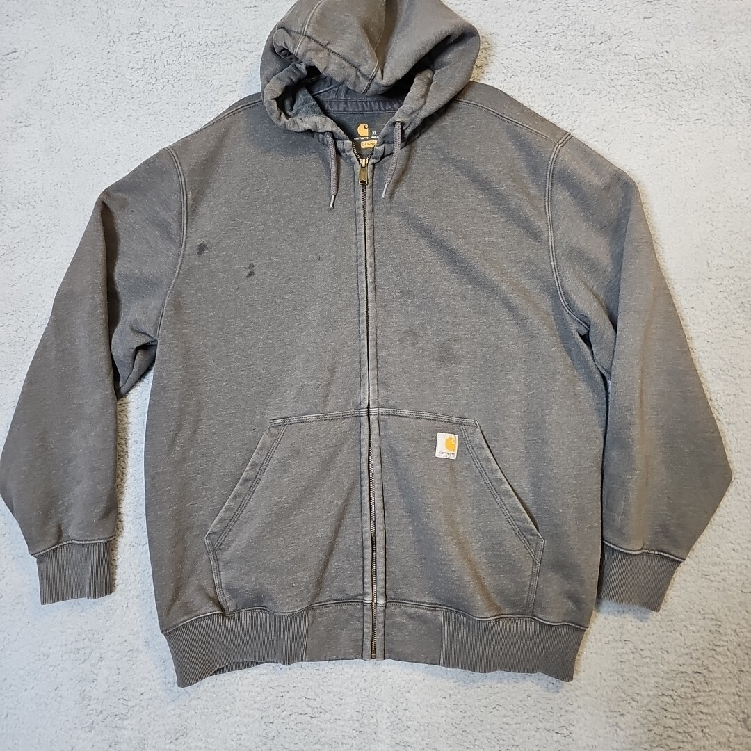 Carhartt Grey Rain Defender Full Zip Gray Jacket Hoodie Sweatshirt