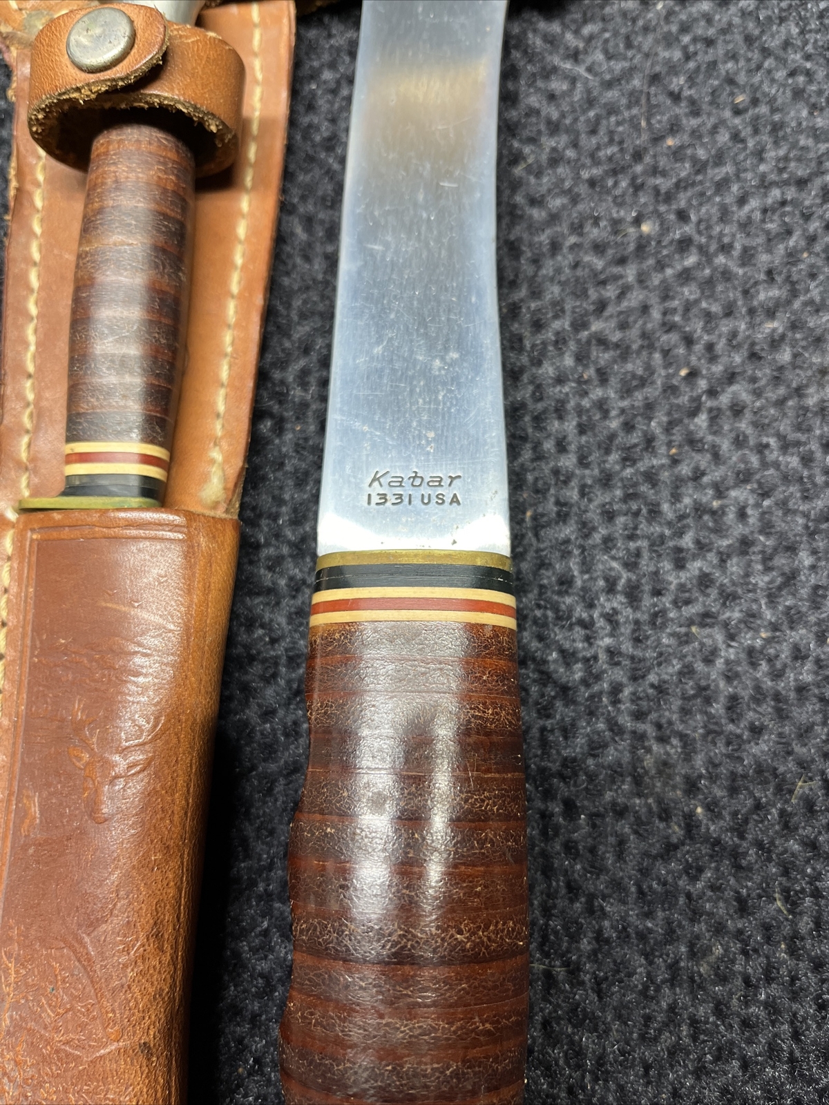 VINTAGE KABAR Knife Axe Set Original Tooled Leather Sheath Hatchet KABAR Rare eBay