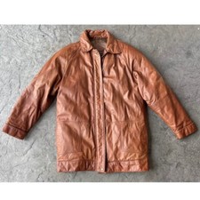 Vintage 80 s 90 s Eddie Bauer Brown Leather Goose Down Filled Leather Jacket