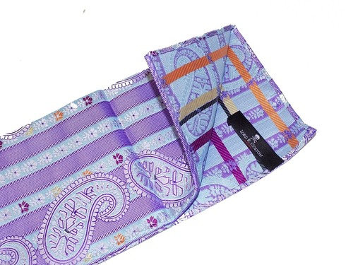 Lord R Colton Masterworks Pocket Square - Sannibel Purple Stripe Silk - New - Picture 2 of 2