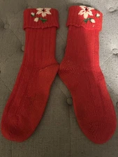 Vintage Wigwam X-Country Foot Hugger Socks, Red Wool, & Beanie Hat W/ Tag.