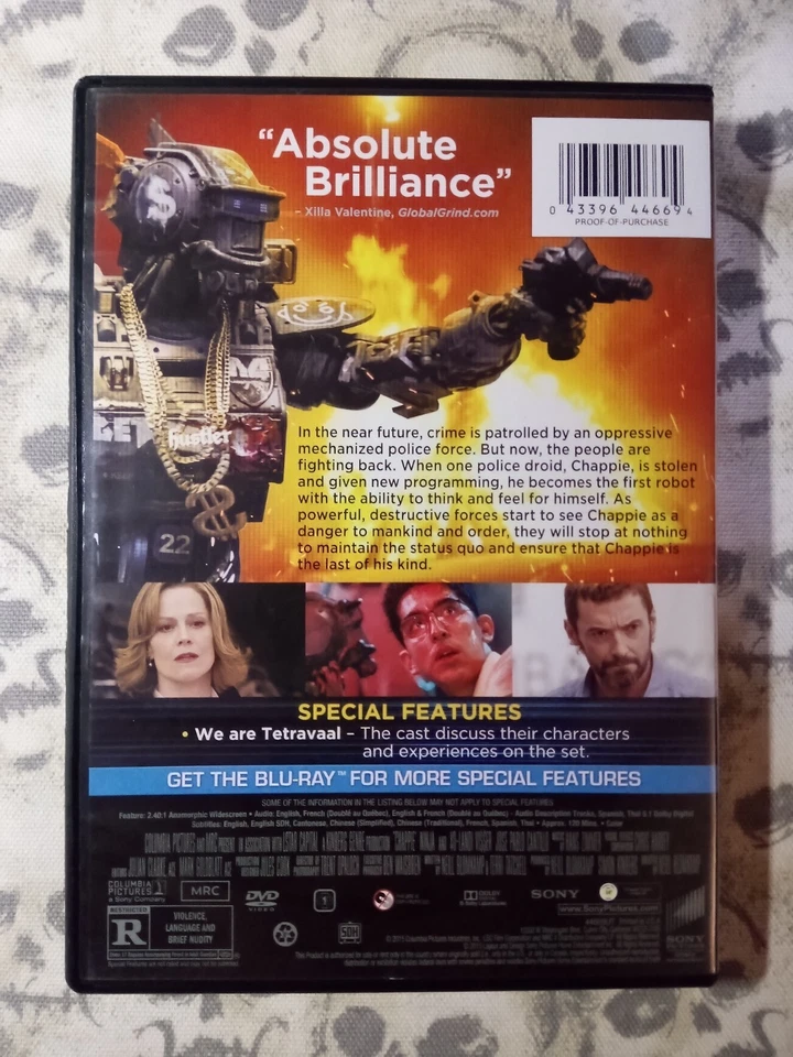 Chappie (DVD, 2015) Hugh Jackman, Sigourney Weaver - Image 2 of 2
