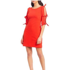 Vince Camuto Sydney Tie-Sleeve Shift Dress Red Medium Holiday Party Office