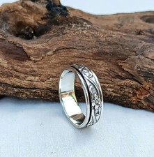Sterling Silver Spinner Ring Handmade Women's Fidget Dainty Ring All Size R349