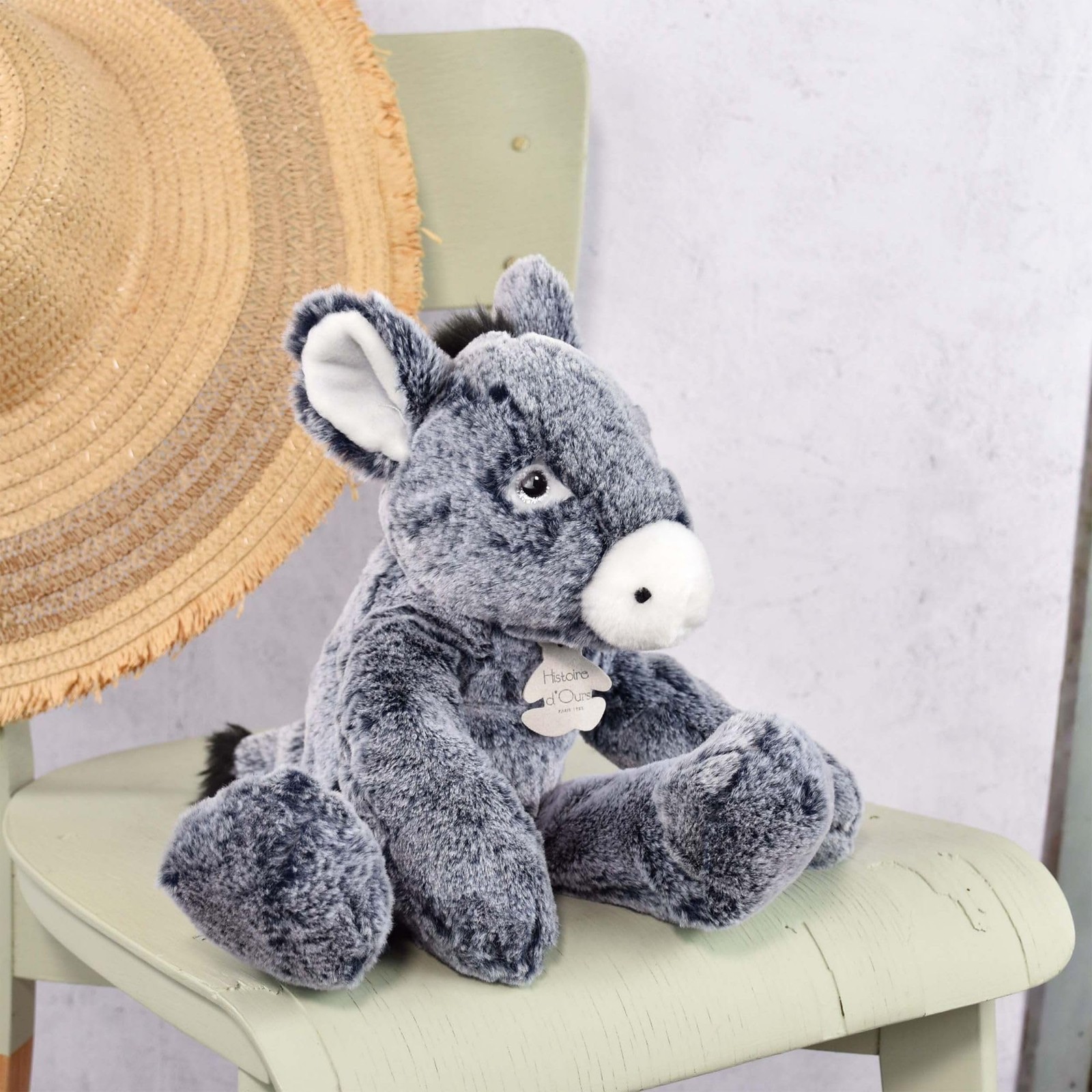 Peluche âne en mousse 40 cm Sweety cadeau de naissance idéal