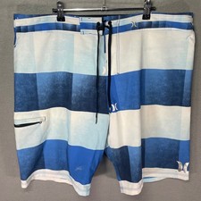 Hurley Phantom Board Shorts Mens 38 Blue Stripe Stretch Surf Swim