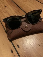 Ray-Ban Clubmaster Classic Sunglasses Polished Red Havana Frame Polarized Lenses