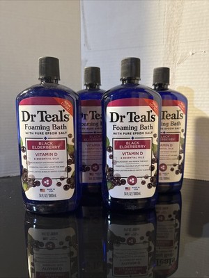 4 Dr Teal's Black Elderberry Essential Oils Foam Bath With Pure Epsom Salt 34 Oz