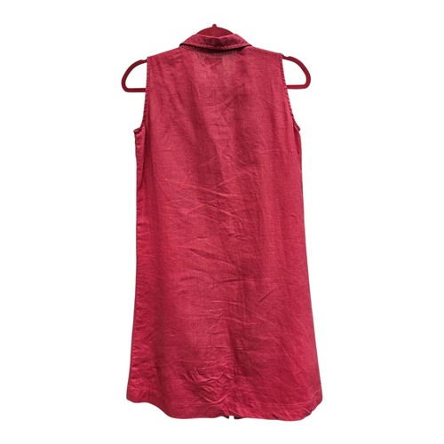 Garnet Hill Women Shirt Dress Sz 0/XS 100% Linen Sleeveless Button Up Brick Red - Picture 2 of 9