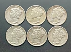 Lot of (6) Silver Mercury Dimes - Circulated