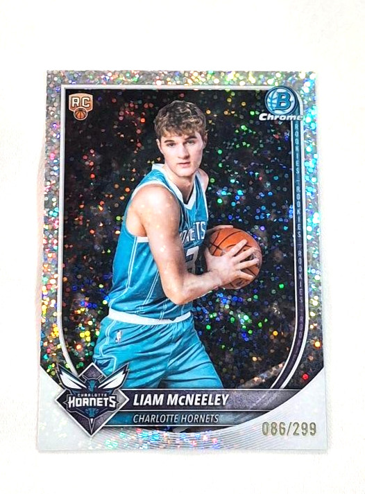 2025 Bowman Chrome Speckle Refractor Rookie 86/299 Liam McNeeley Hornets #BCV-29