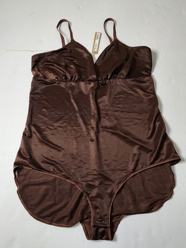 Skims Simply Bare Shine Bodysuit Brief With Snaps Womens 3X Cocoa Silky Satiny