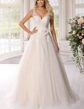 Vintage Lace Wedding Dress Bridal Gown 32-60 Straps Buttons Rose Waistband