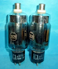 2 RCA 3B28 Half Wave Rectifier Tubes Dual Side D Getter Tested
