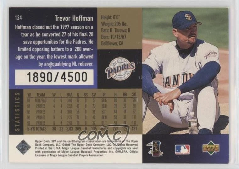 1998 SPx Finite Radiance /4500 Trevor Hoffman #124 HOF - Image 2 of 2