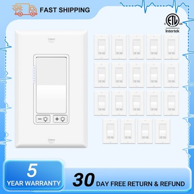 LED Dimmer Switch 3-Way/Single-Pole 7-Level Dimming Easy Install ETL Listed 20PK