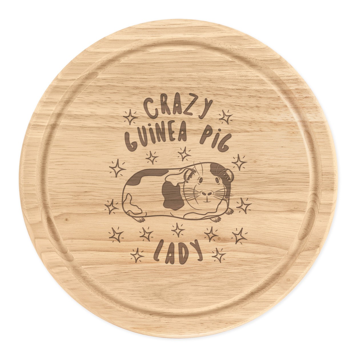 Crazy Guinea Pig Lady Stars Round Chopping Cheese Board Funny Animal