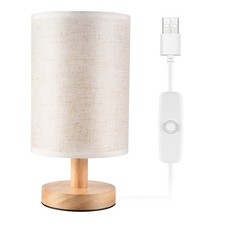 DC5V Lampe de Table de Chevet Ronde Lampe de Chevet avec Abat-Jour en Tissu8719