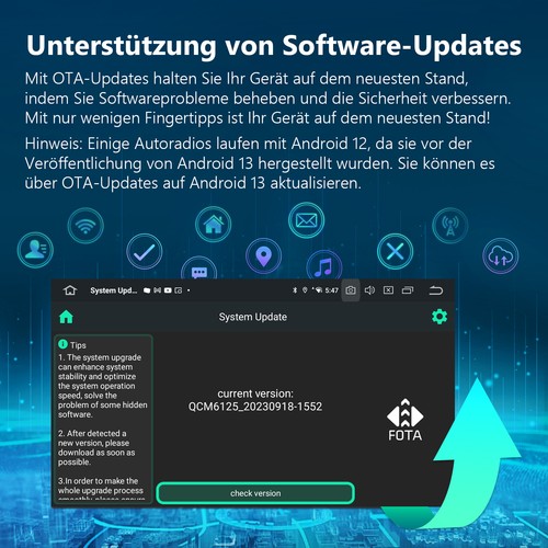 DVR+9"QLED Autoradio VWA12S Android 13 8Core 6+64 CarPlay GPS NAVI 4G LTE Für VW - Bild 23 von 24