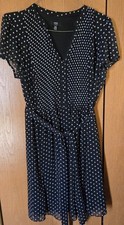 Women's MSK Long Polka-Dot  Lined Dress Size 20 W. Black w/ White Dots