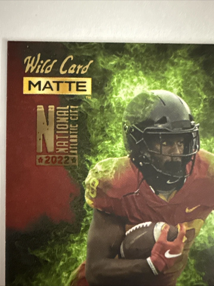 2022 Wild Card Matte Breece Hall RC Green Flames Nat’l Atlantic City 2/2 RHN-3 - Image 3 of 4