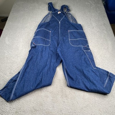 Vintage Dickies Overalls Mens 40x26 Blue Relaxed Fit Denim