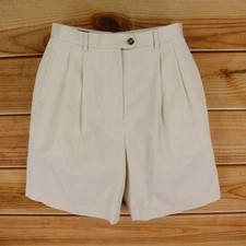 Cutter & Buck Golf Shorts High Rise Pleated Womens 12 Light Beige Cotton Pockets