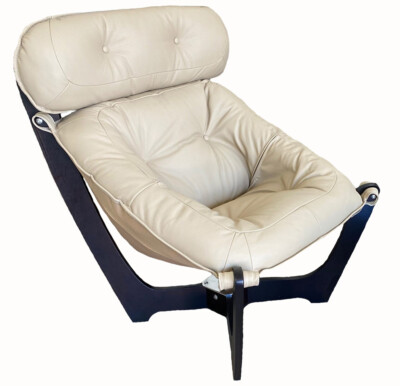 IMG Luna High Back Chair in Prime Latte Leather - Espresso Wood Base