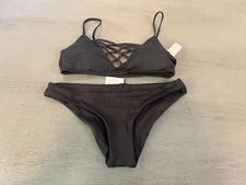 NEW black strappy  L  SPACE   two piece swimsuit bikini size small