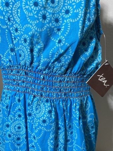 Tea Collection Girls Ocean Jewel Shoulder Tie Dress Sz 6 In Pacific Blue - Picture 6 of 6