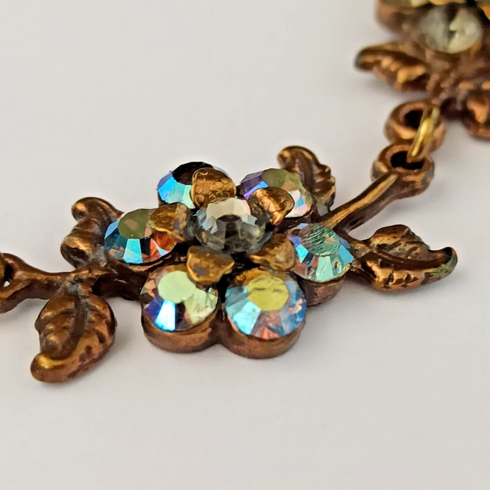 Collar Michal Negrin Aurora Boreal Gris Flor Chocker Cristales De Colección Cóctel Foto 2 de 4