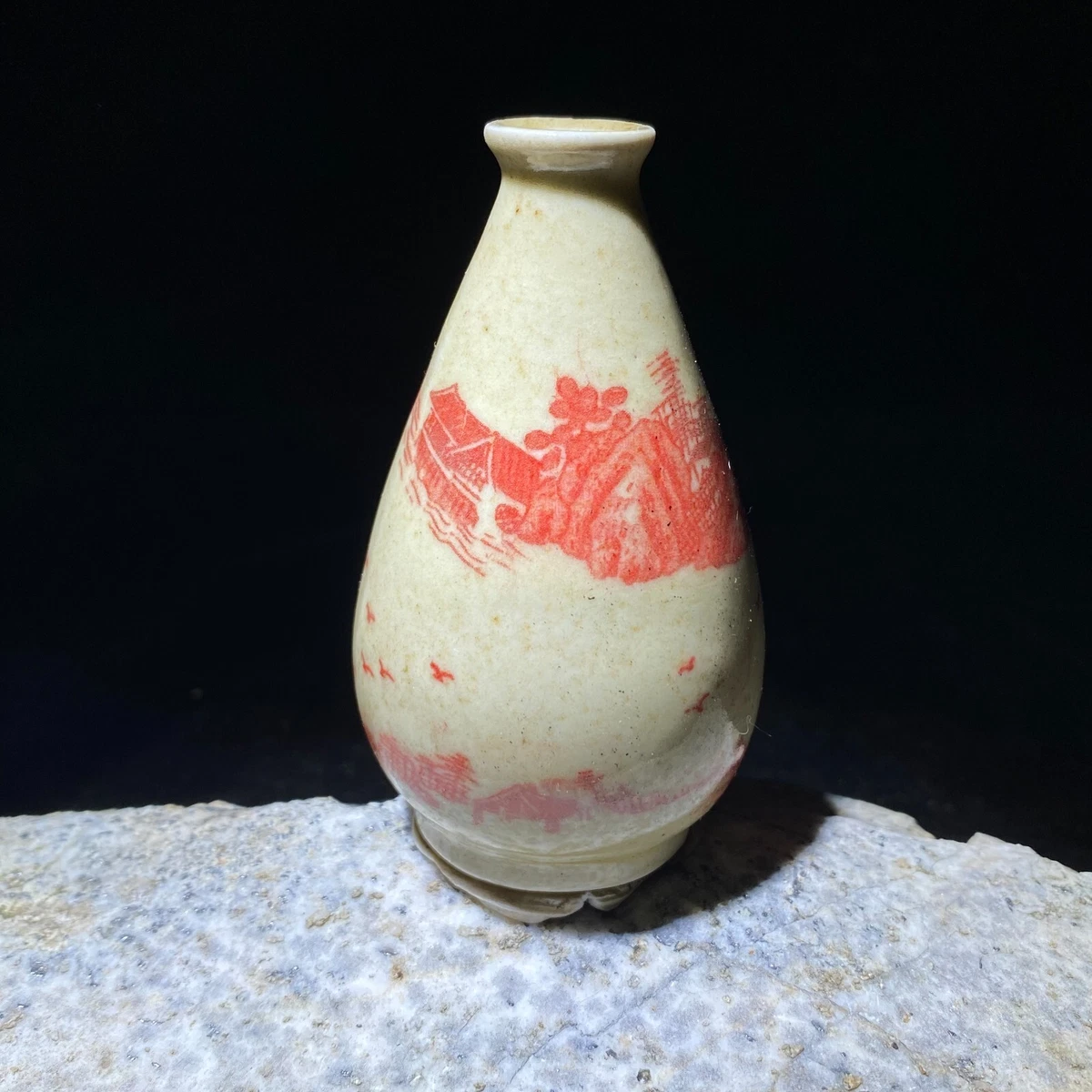 中国古陶磁器 中国古美術 古玩 清朝 清代 白磁 点緑釉 小壺 花入 鼻煙