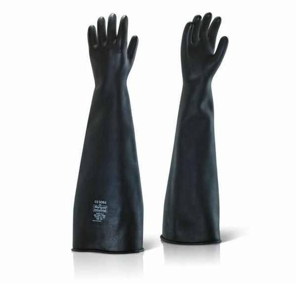 24" Gauntlet MARIGOLD Industrial Size Medium Black Rubber Gloves ME107