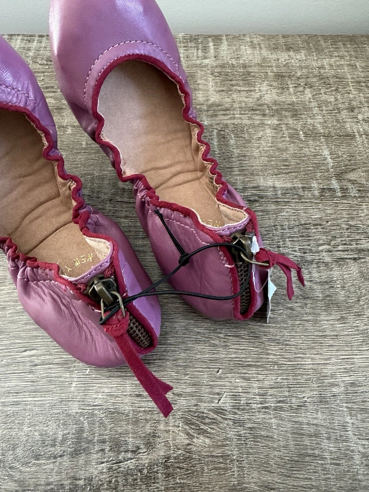 Nuevo GAP Zapatos Planos de Ballet de Cuero Scrunch Tacón Morera Cremallera Para Mujer Talla 6 Foto 4 de 4