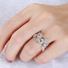1 Ct Round Cut Lab Created Diamond Engagement Wedding Ring 14K White Gold Plated