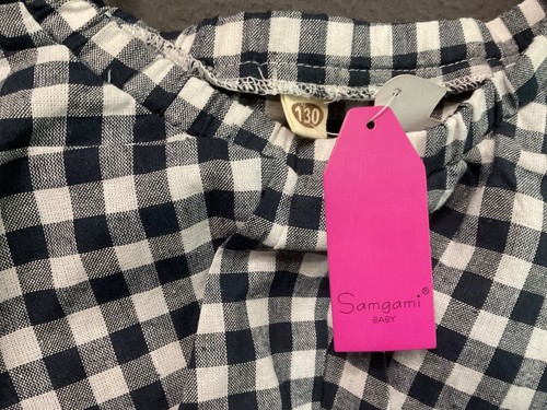 Samgami Baby Girls Black White Gingham Top Size 10 NWT Checkered Off Shoulder - Picture 6 of 7