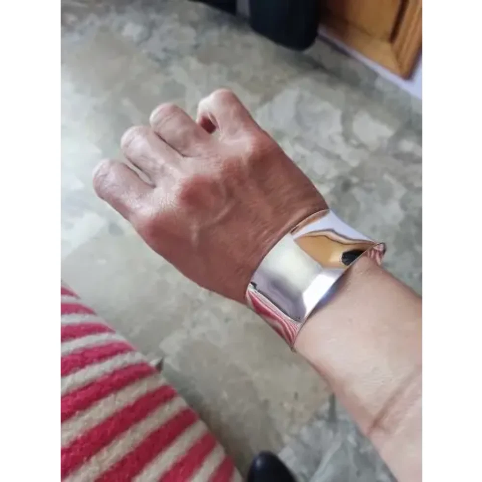 Breiter geschwungener Armreif-Armreif Silber Farbe-Chunky Armreif-Armspange gesc - Bild 4 von 4