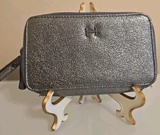 HALSTON Zip Around Wristlet Wallet Metallic Silver - Gray