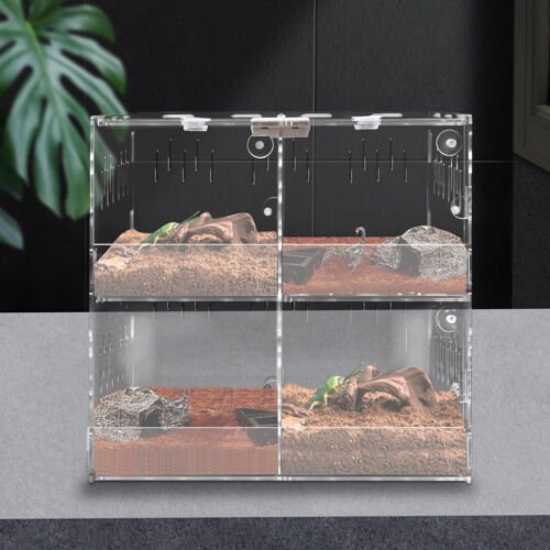 4 Grids Acrylic Pet Box Reptile Terrarium Lizard Climbing Spider Snake Cage Tank