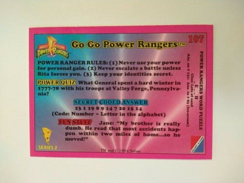 1994 Mighty Morphin Power Rangers/Go Go Power Rangers/Ser #2/#107/gelb - Bild 3 von 6