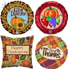 Thanksgiving 18" Harvest Give Thanks Autumn Pumpkins Foil Mylar Party Balloon 