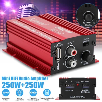 20W Car Motorcycle 12V 2 Channel Audio Stereo Power AMP Amplifier Subwoofer Red